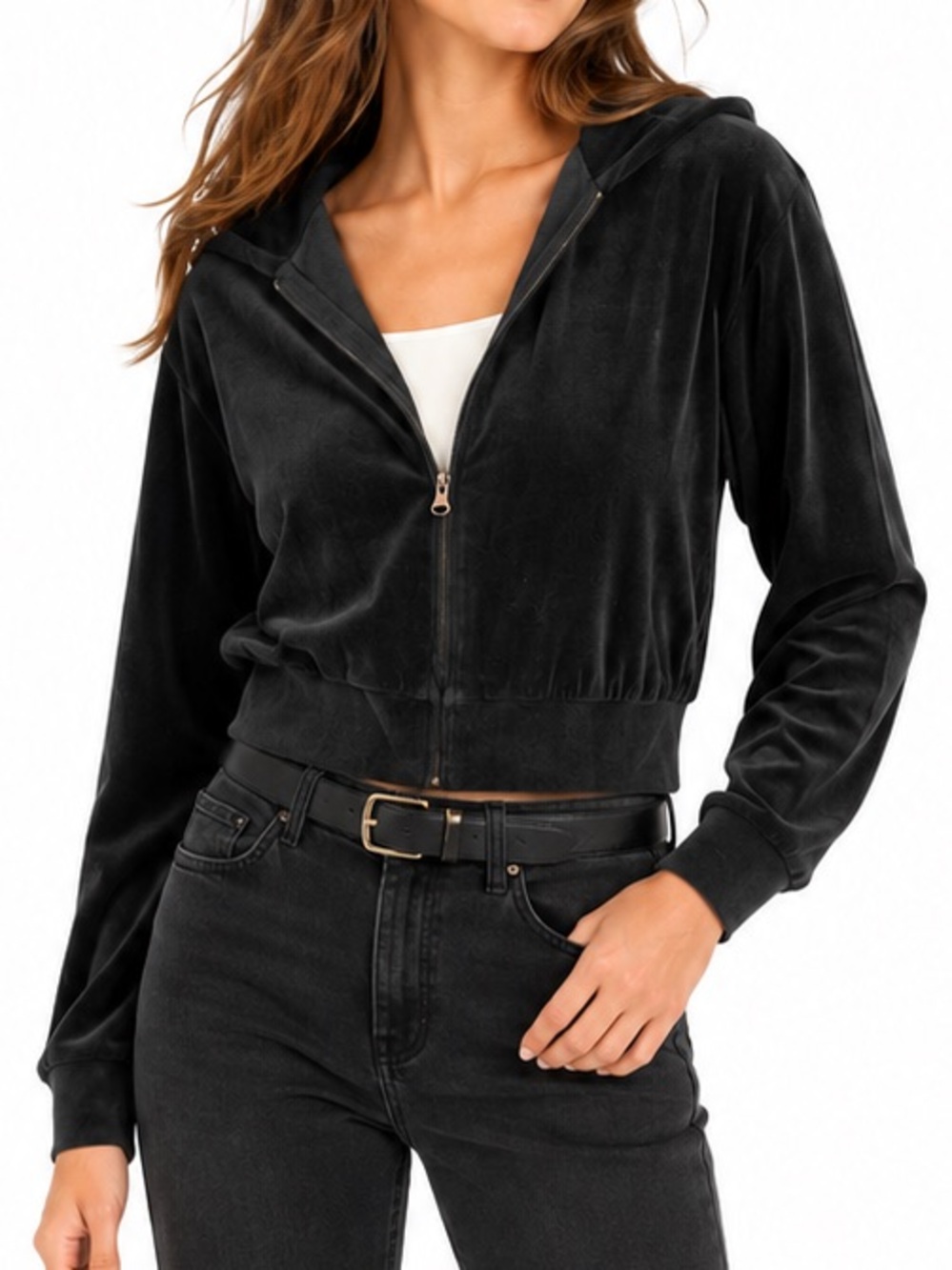 Cotton On Black Velour Zip Hoodie Size Small